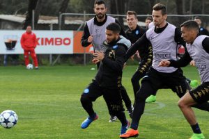 Allenamento del Napoli in vista della partita di Champions League con Il Real Madrid.