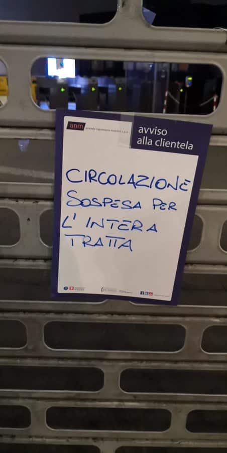 metropoltana napoli avviso alla clientrela, linea interrotta